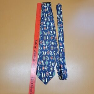 Tommy Hilfiger Mens Silk Tie Navy Blue Golf Novelty Print Made in USA 3.75 Wide